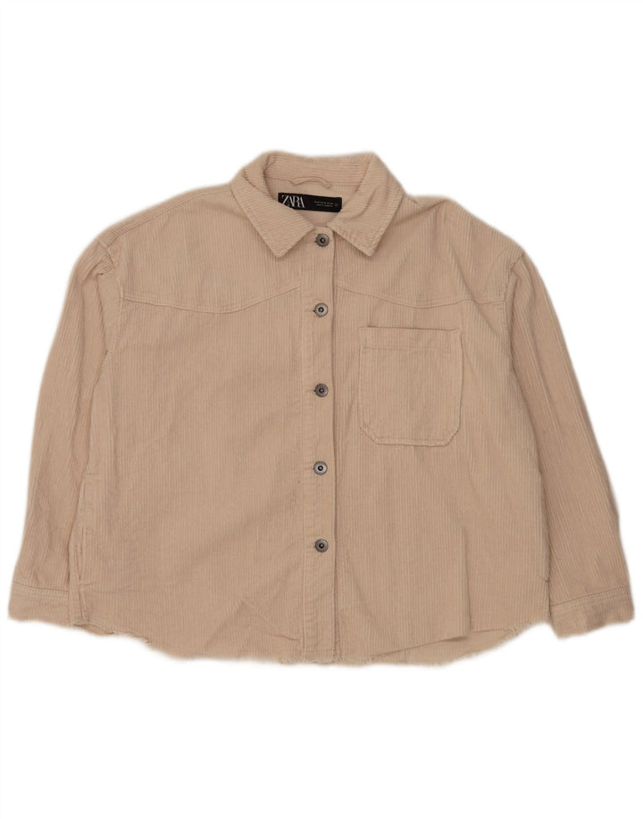 Damska koszula sztruksowa oversize ZARA UK 14, średnia, złamanej bieli, bawełniana