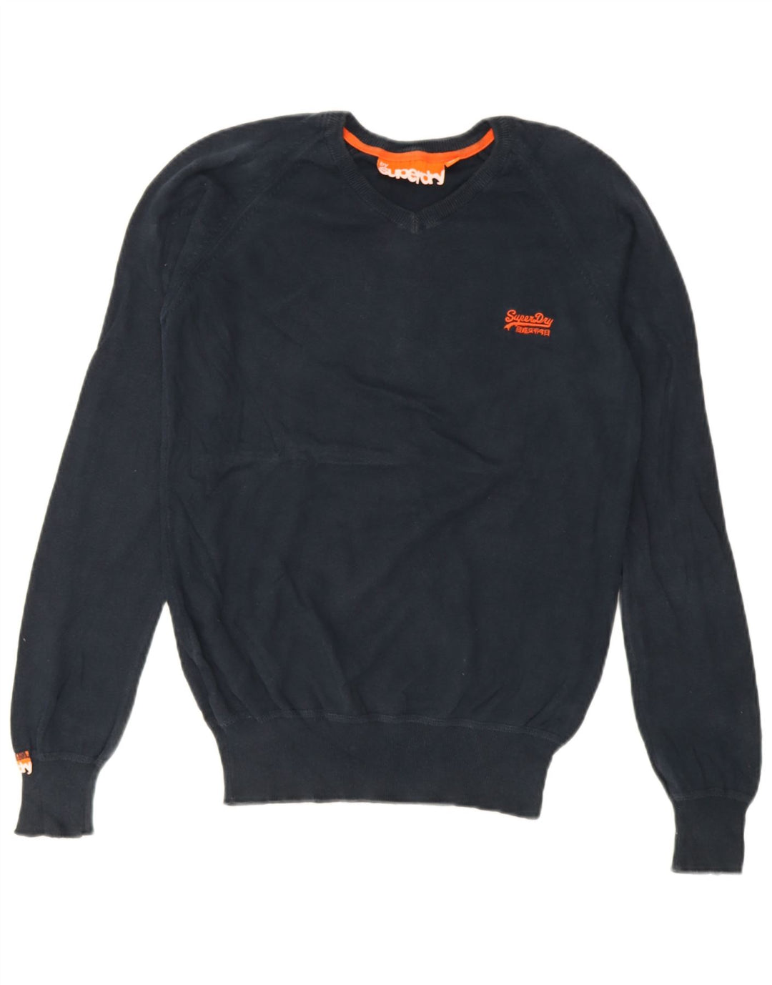 Męski sweter Superdry z dekoltem w kształcie litery V, mały, granatowy, bawełniany