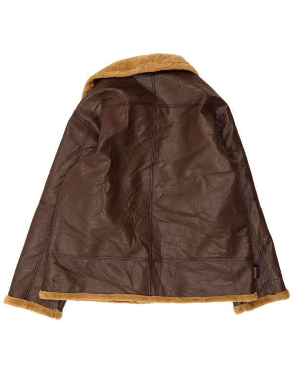 Vintage męska kurtka skórzana Sherpa UK 42 XL brązowa