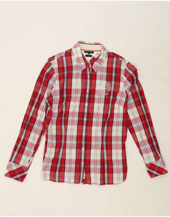 TOMMY HILFIGER Womens Graphic Shirt US 12 Large Red Check Cotton Vintage Tommy Hilfiger and Second-Hand Tommy Hilfiger from Messina Hembry 