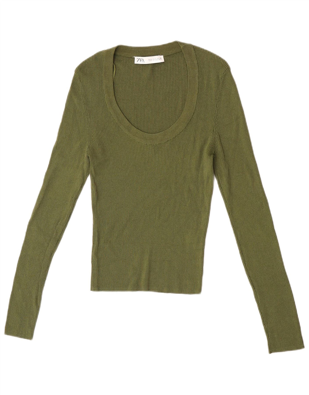 Damski top z długim rękawem Zara UK 14, duża wiskoza khaki