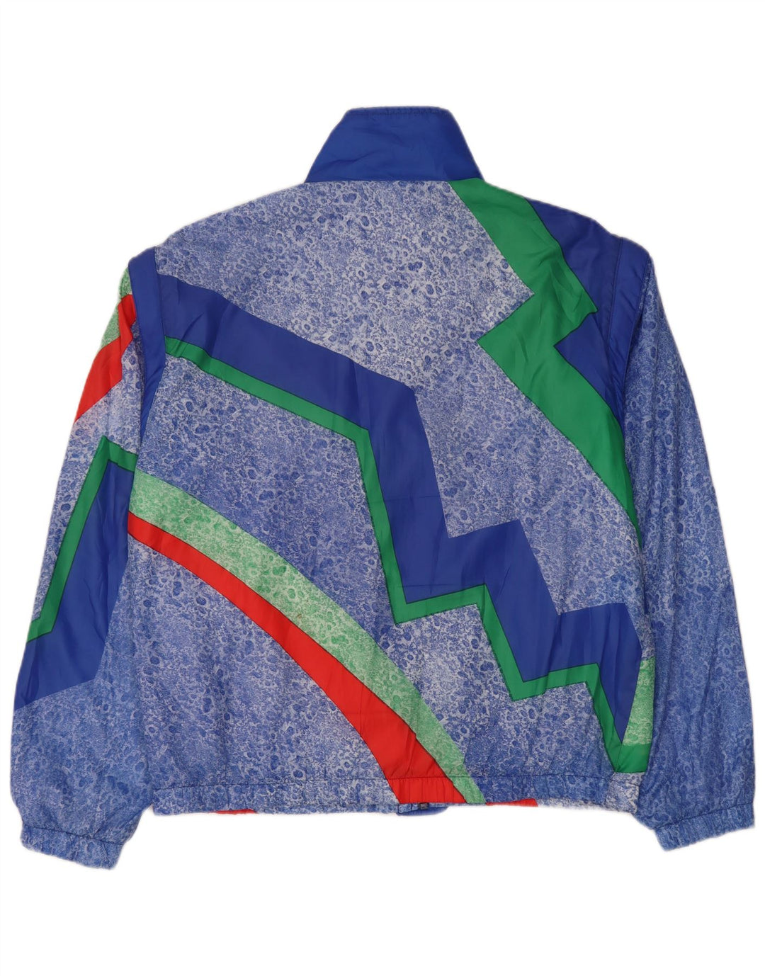 Vintage męska kurtka dresowa XL niebieska geometryczna poliester