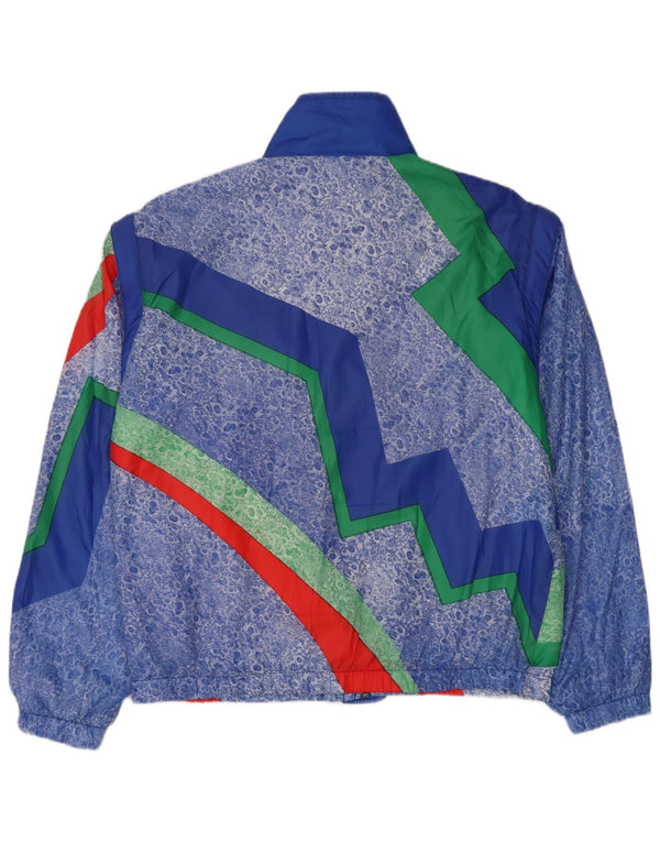 Vintage męska kurtka dresowa XL niebieska geometryczna poliester