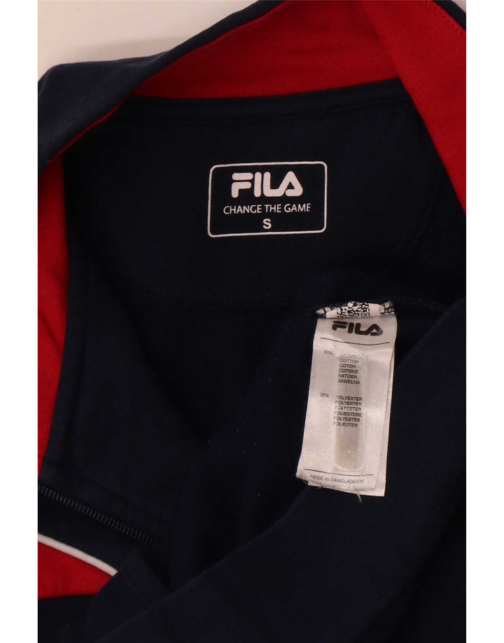 Męska bluza dresowa Fila, mała, granatowa, bawełniana w bloki kolorów