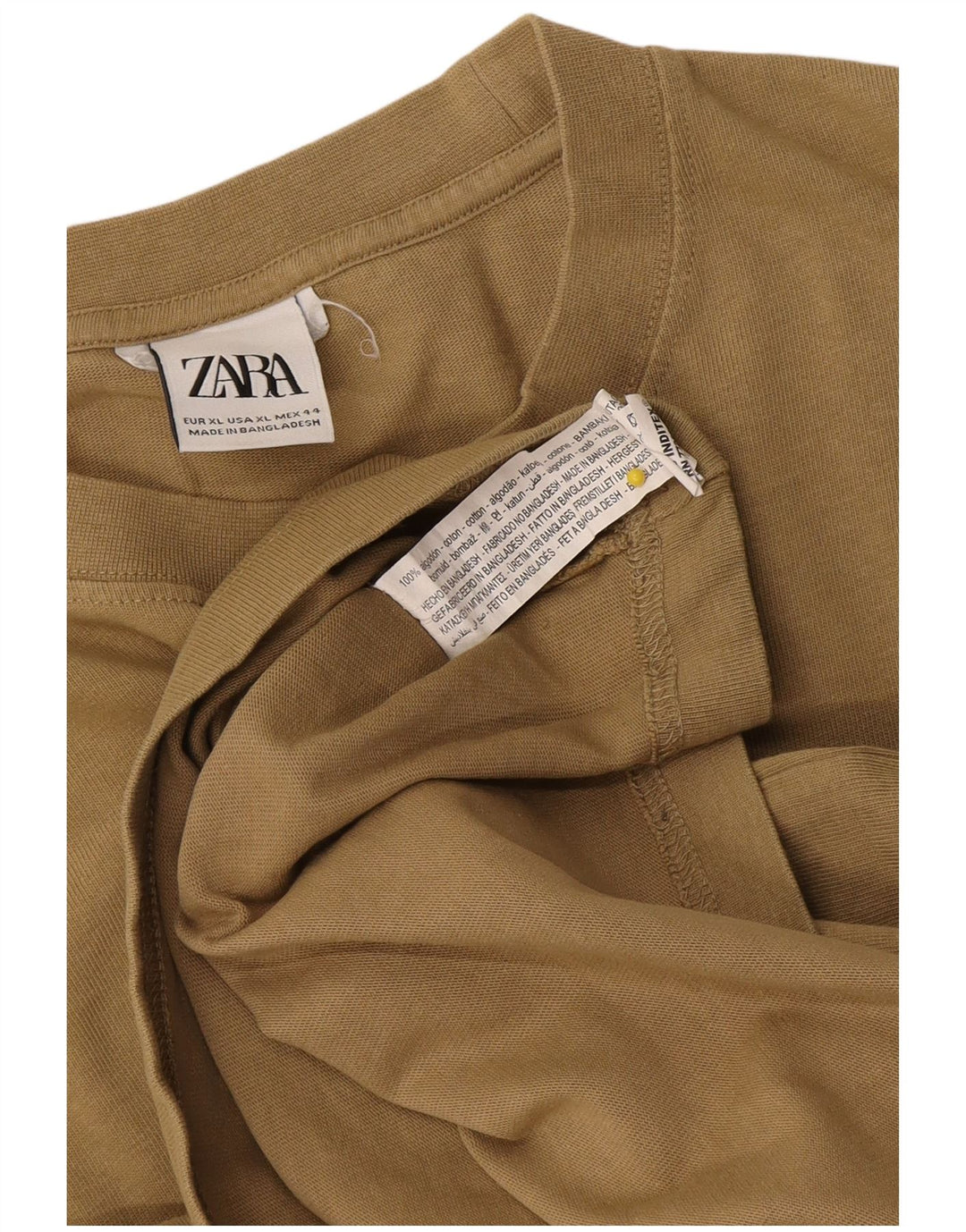 Męski top Zara z długim rękawem XL, beżowy, bawełniany