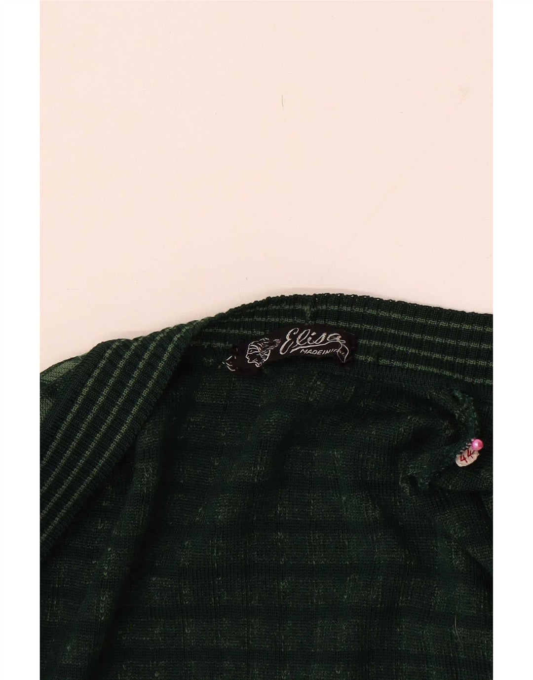 Vintage damski sweter rozpinany IT 44 w średnią zieloną kratkę