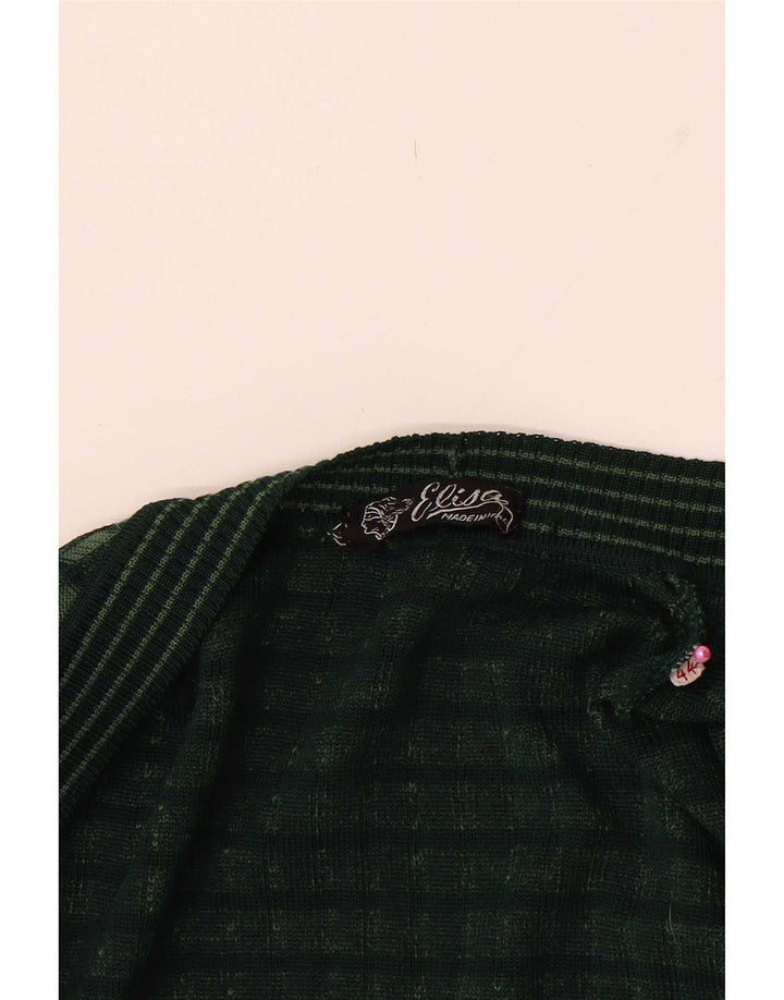 Vintage damski sweter rozpinany IT 44 w średnią zieloną kratkę