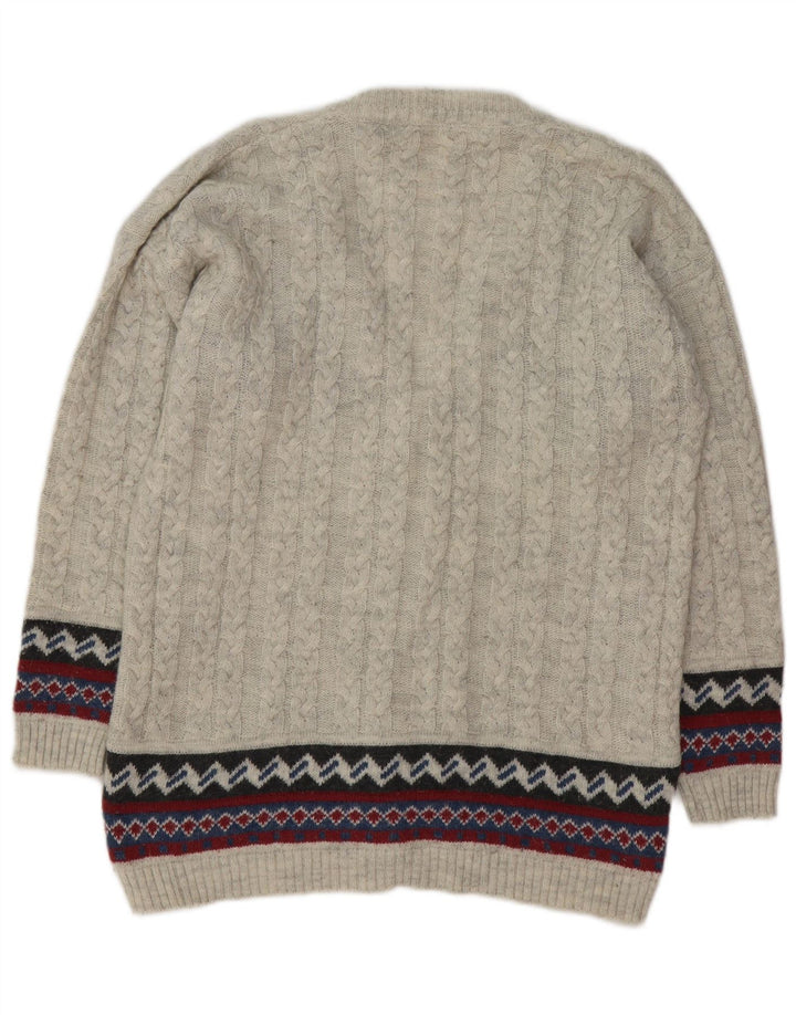 Męski sweter rozpinany VINTAGE średnio szary Fair Isle