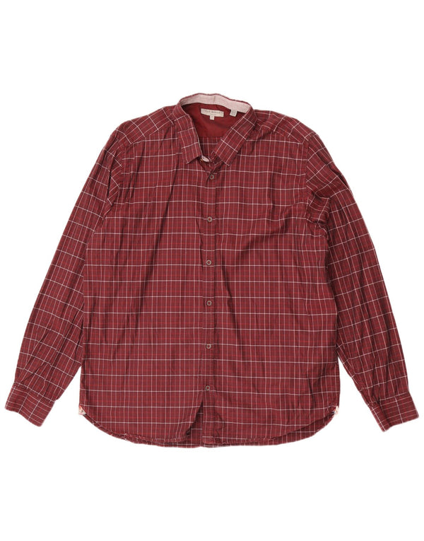 Koszula męska Ted Baker, rozmiar 7, 3XL, bawełniana bordowa krata