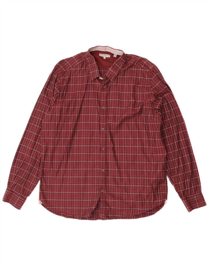 Koszula męska Ted Baker, rozmiar 7, 3XL, bawełniana bordowa krata