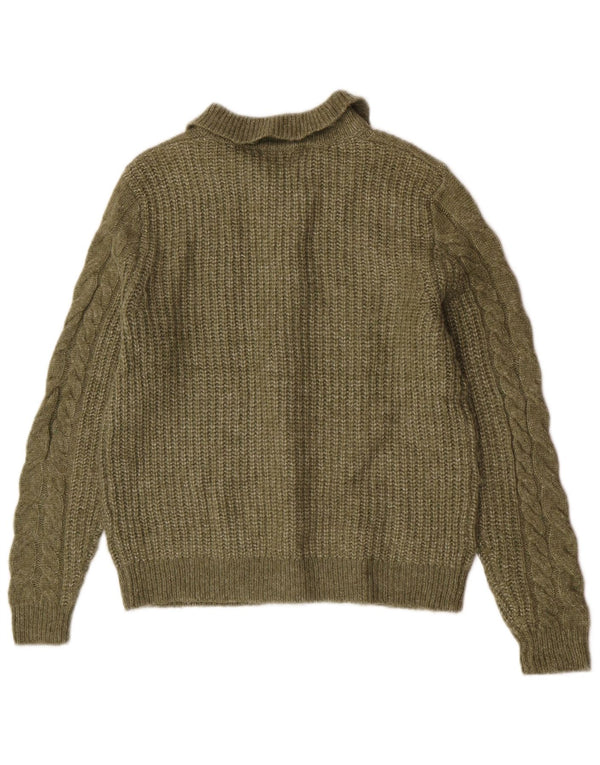 Marks & Spencer Damski sweter kardigan UK 10, mały, khaki, akryl
