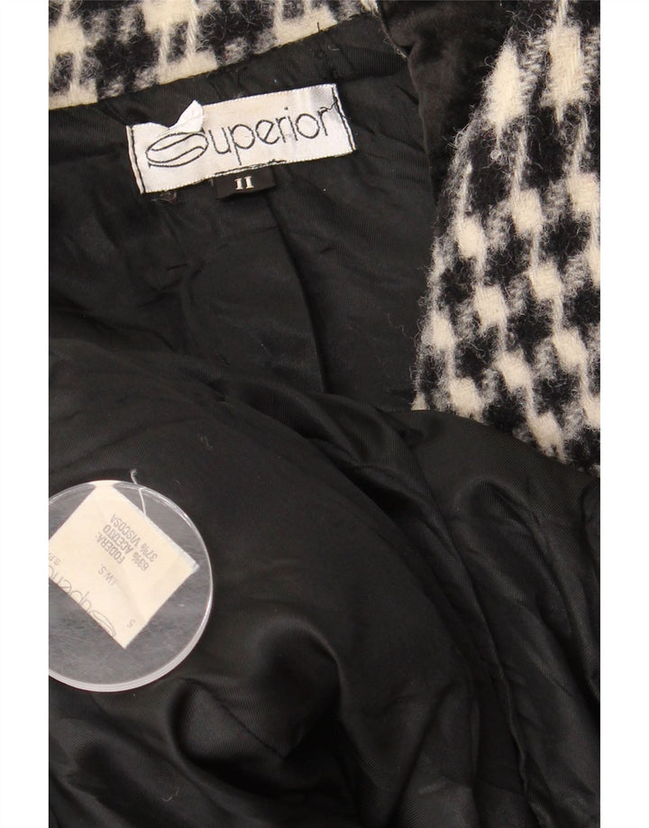 Doskonały damski płaszcz UK 18 XL, czarny octan w pepitkę