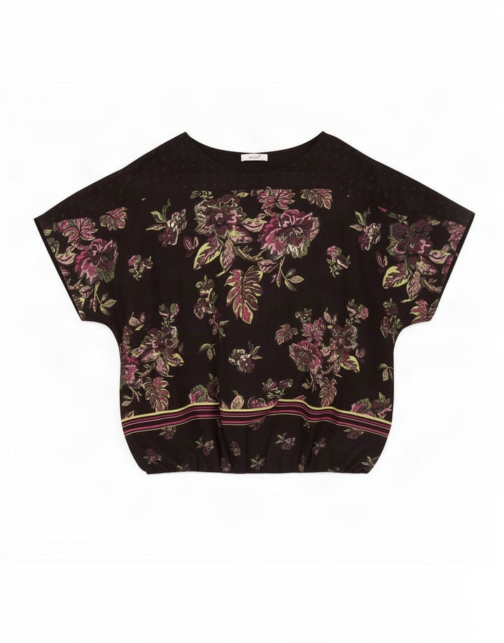 Bluzka damska Marks & Spencer UK 22 3XL Czarny kwiatowy poliester