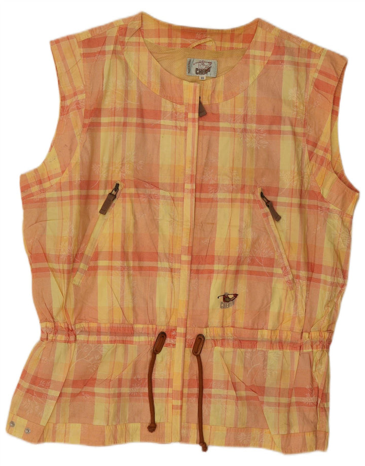 Vintage damska kamizelka oversize IT 46, duża, bawełniana w żółtą kratkę