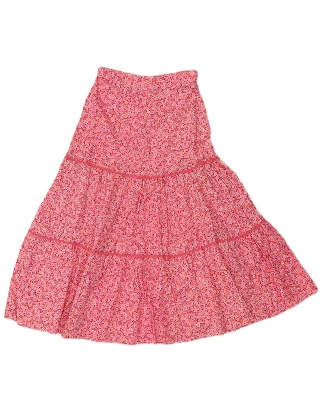 VINTAGE Damska rozkloszowana spódnica EU 36 Mała W30 Różowa bawełniana w kwiaty