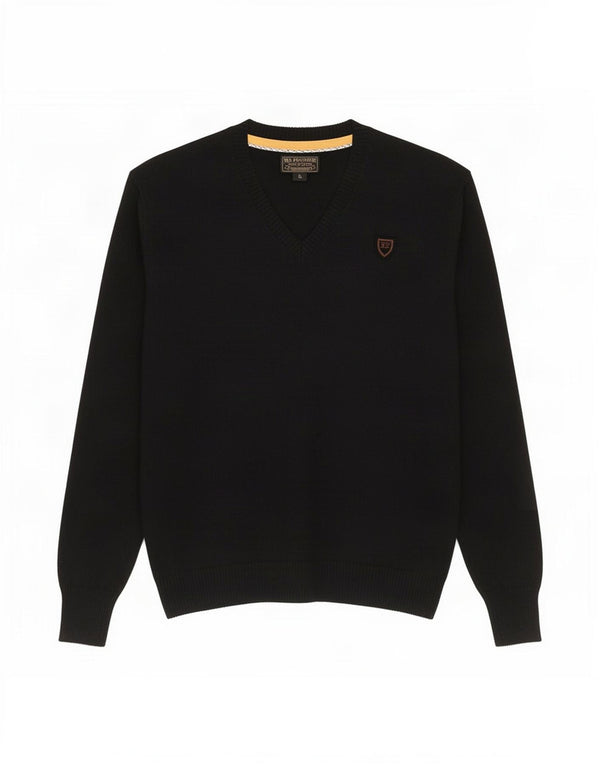 Sweter damski Ralph Lauren z dekoltem w kształcie litery V, UK 14, duży, czarny, bawełniany