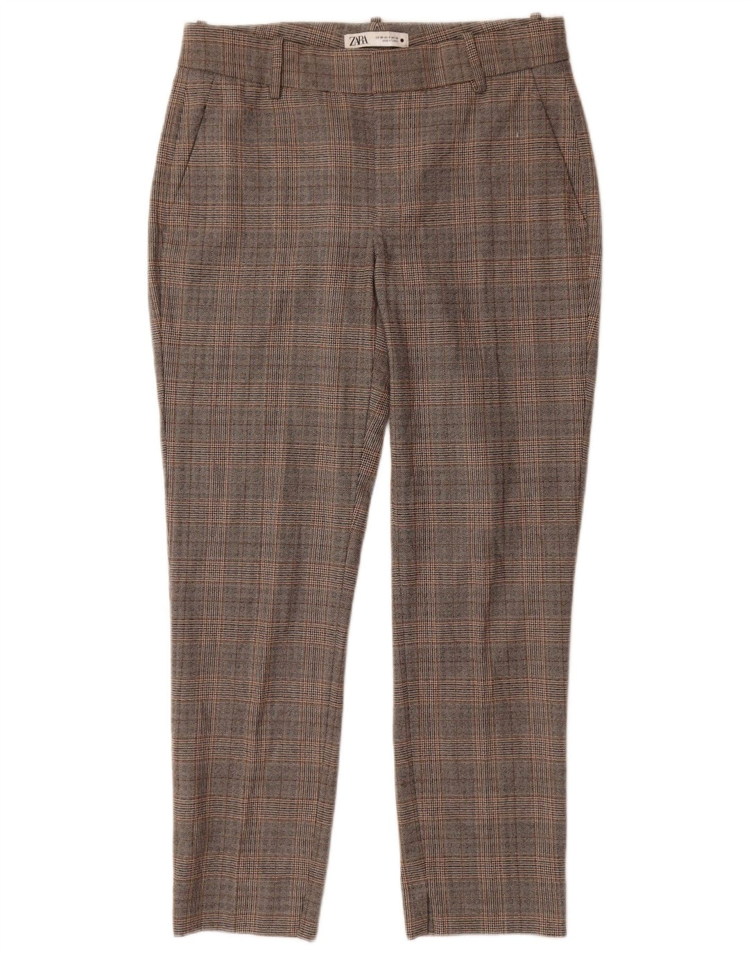 Spodnie damskie Zara Slim Chino EU 38 Small W28 L27 Szara krata poliester