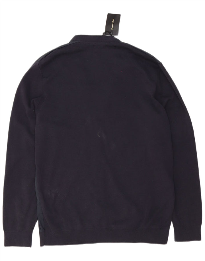 Męski sweter rozpinany Massimo Dutti o regularnym kroju, duży, granatowy, poliamid