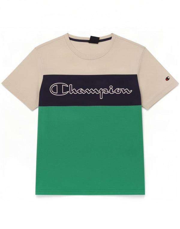 Champion Mens Graphic T-Shirt Top Small Off White Colourblock