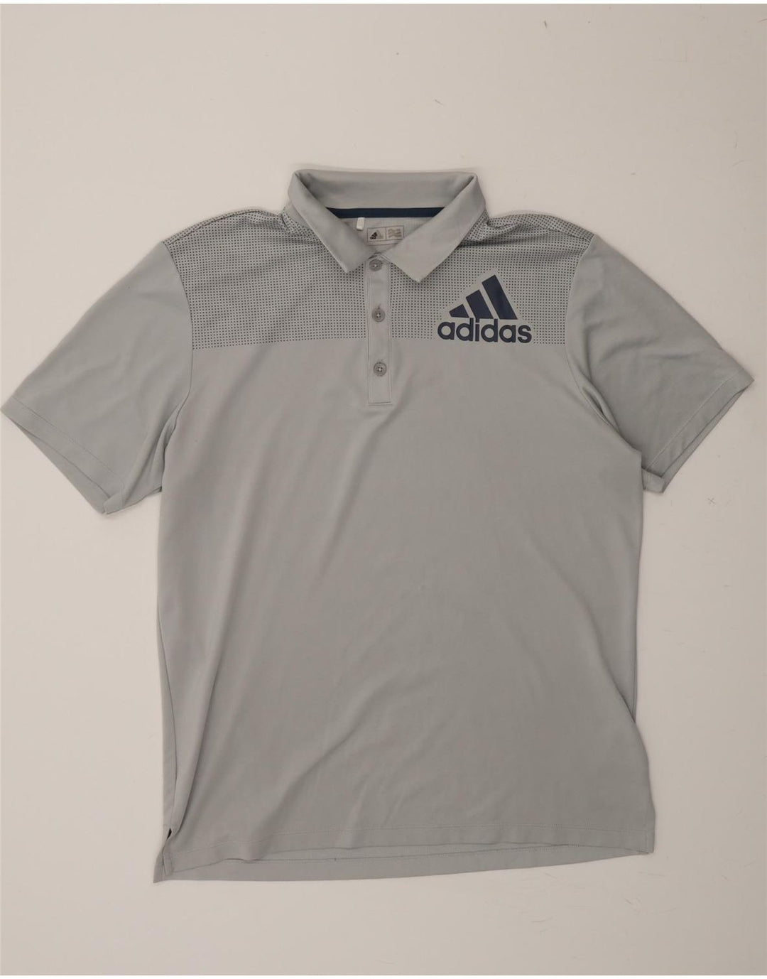 ADIDAS Mens Graphic Polo Shirt Medium Grey Polyester Vintage Adidas and Second-Hand Adidas from Messina Hembry 