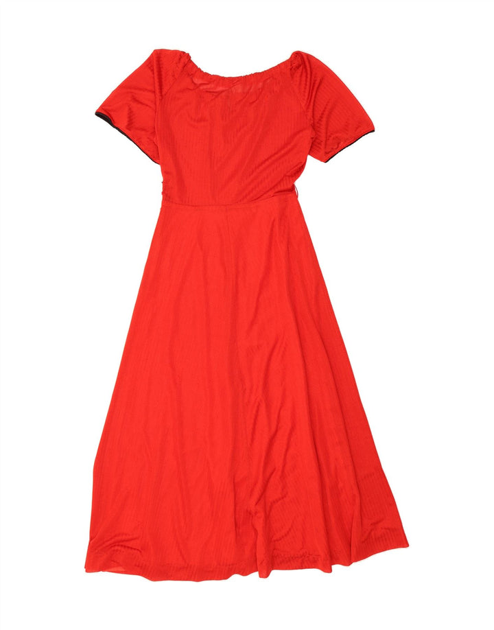 VINTAGE Womens Maxi Dress EU 40 Medium Red Striped Polyester Vintage Vintage and Second-Hand Vintage from Messina Hembry 