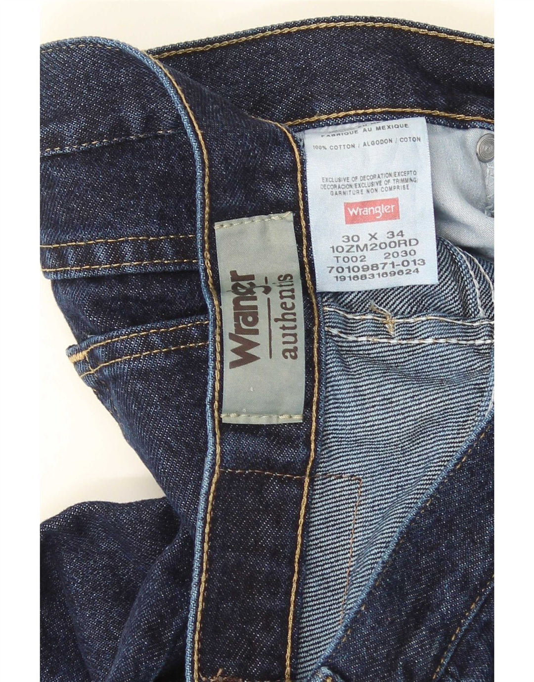 Męskie jeansy Wrangler Authentic Straight W30 L34 Granatowa bawełna