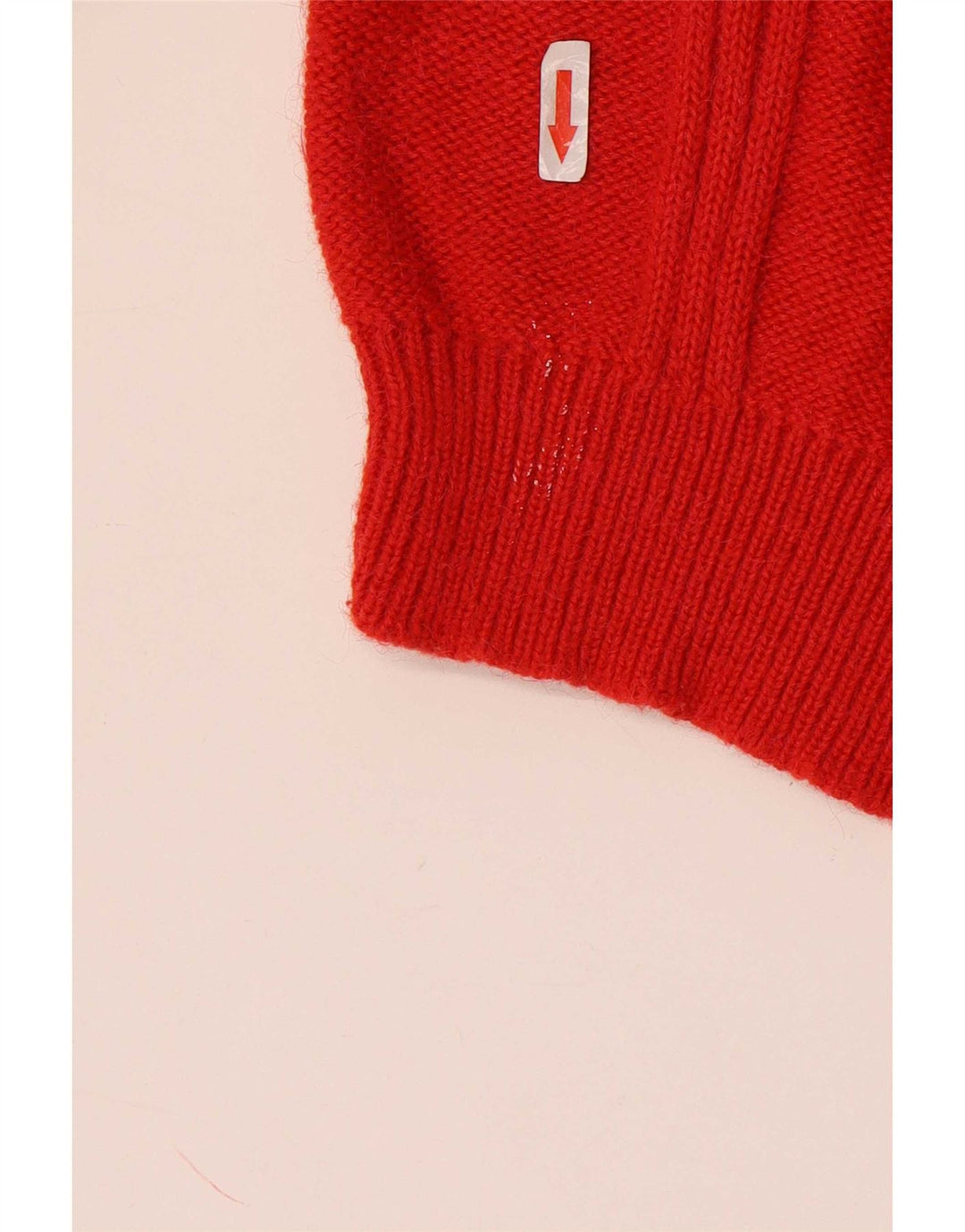 Vintage męski sweter z wywijanym dekoltem XL, czerwony akryl