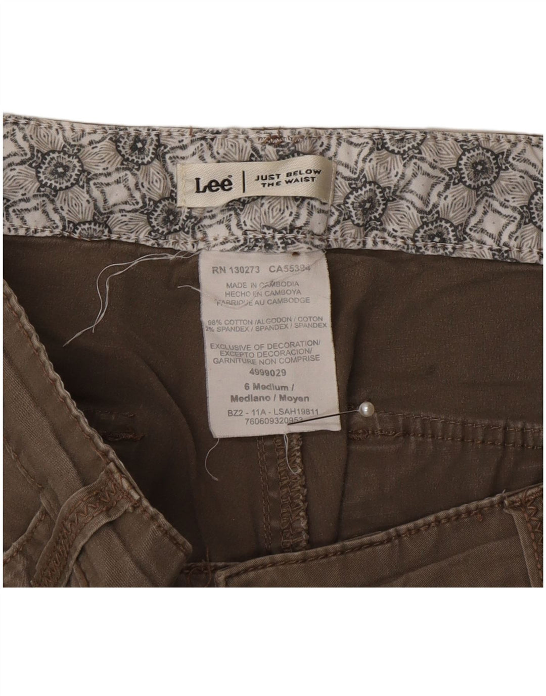 Damskie spodnie Lee Cargo Capri US 6 Medium W30 L20 Bawełna khaki