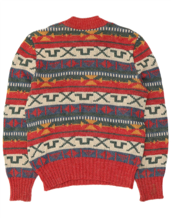 Damski sweter Geyer z okrągłym dekoltem IT 46, duży, czerwony, geometryczny
