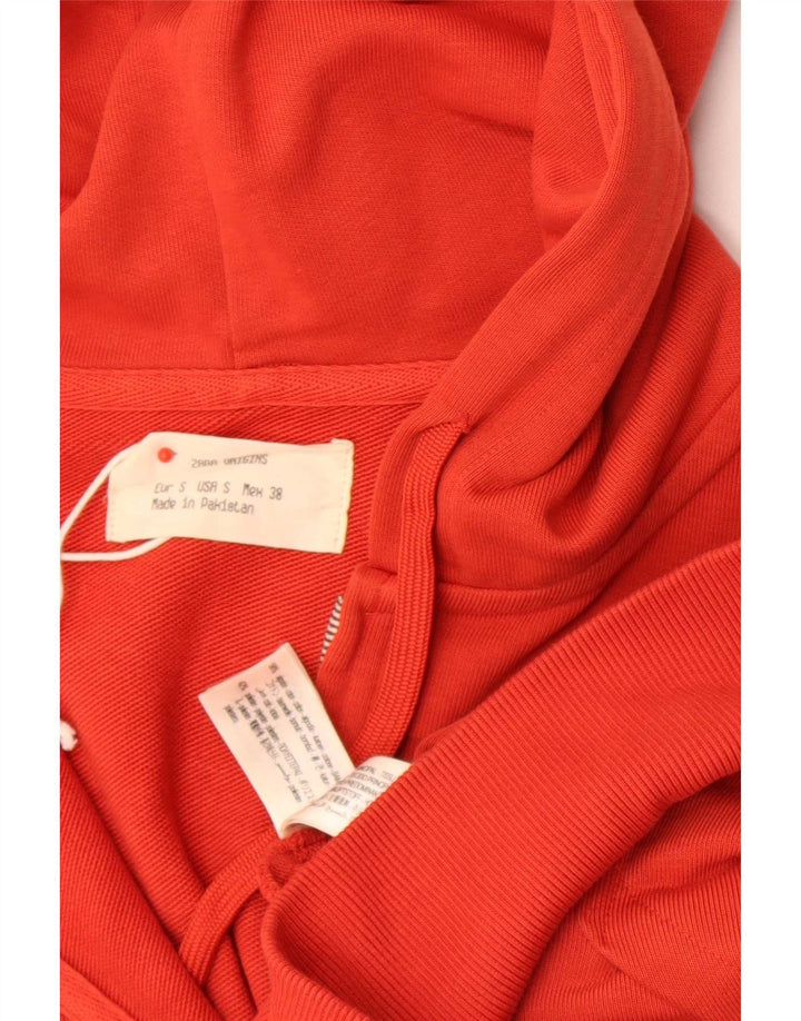 Zara Męski sweter z kapturem i zamkiem błyskawicznym, mały, czerwony, bawełniany