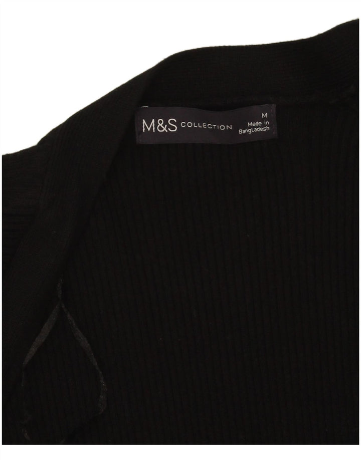 Marks & Spencer Damski sweter rozpinany UK 14 Średni czarny wiskoza