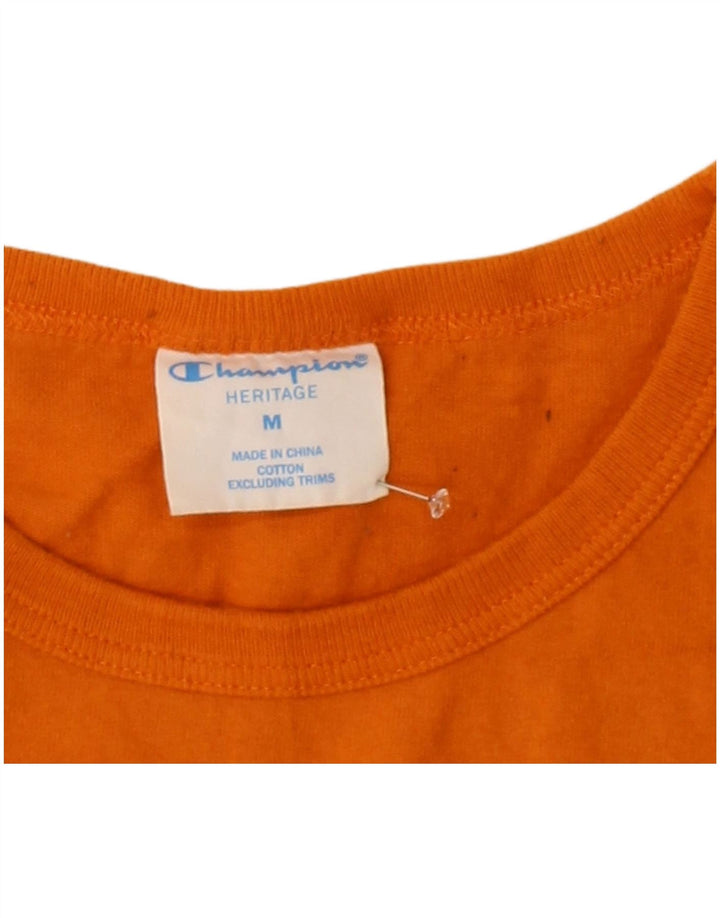 CHAMPION Mens Heritage T-Shirt Top Medium Orange Cotton