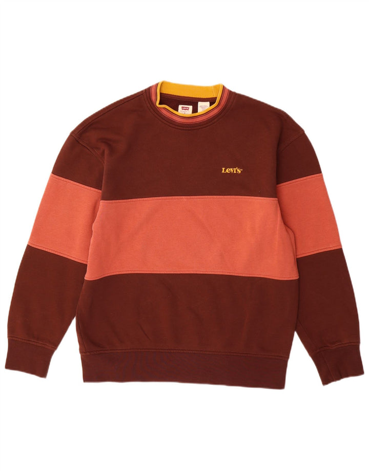Męska bluza Levi's o swobodnym kroju, mała, brązowa, bawełniana w bloki kolorów