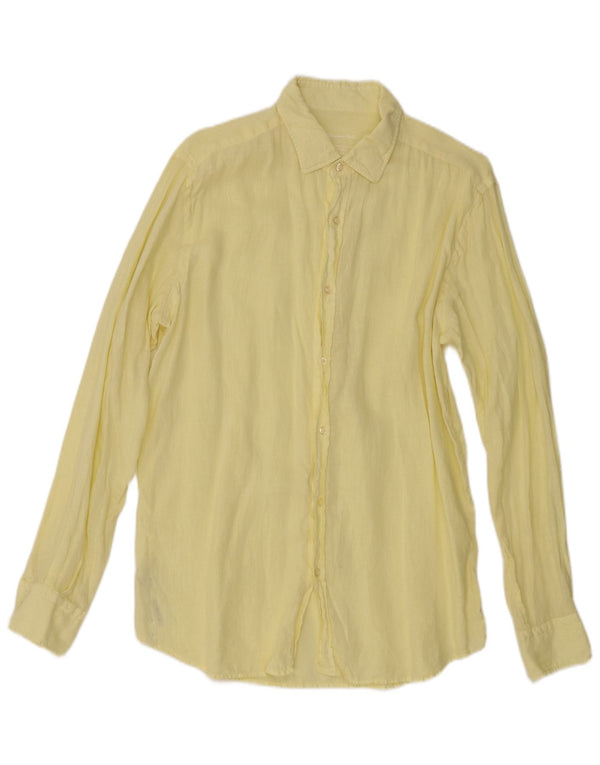 Koszula męska Massimo Dutti, duża, żółta, lniana