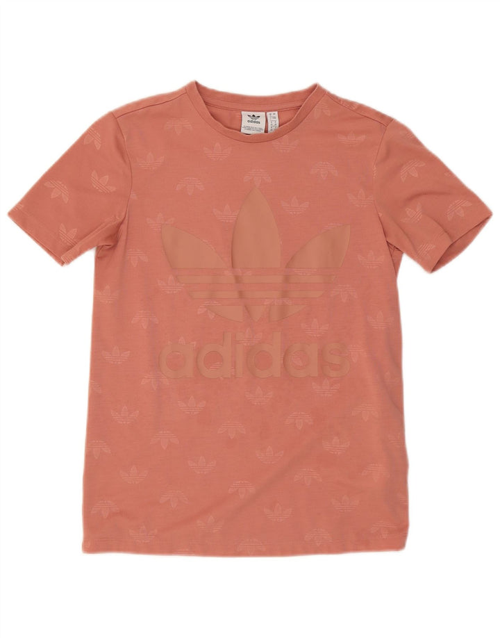 Damska koszulka graficzna Adidas Top UK 8 Mały różowy poliester