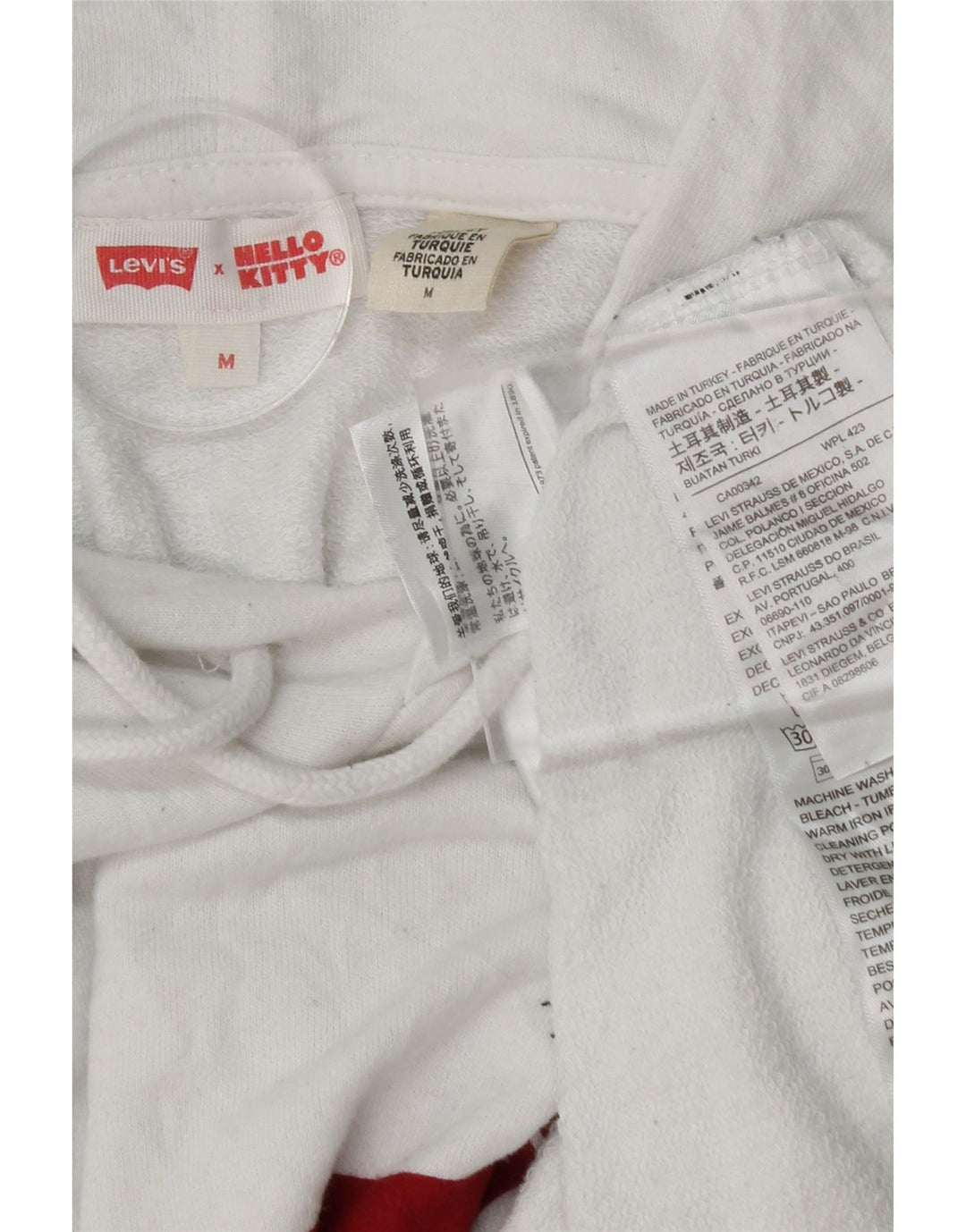 LEVI'S Womens Graphic Oversized Hoodie Jumper UK 14 Medium White Cotton Vintage Levi's and Second-Hand Levi's from Messina Hembry 