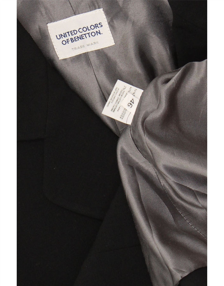 Damska marynarka BENETTON zapinana na 3 guziki IT 46, duży, czarny poliester