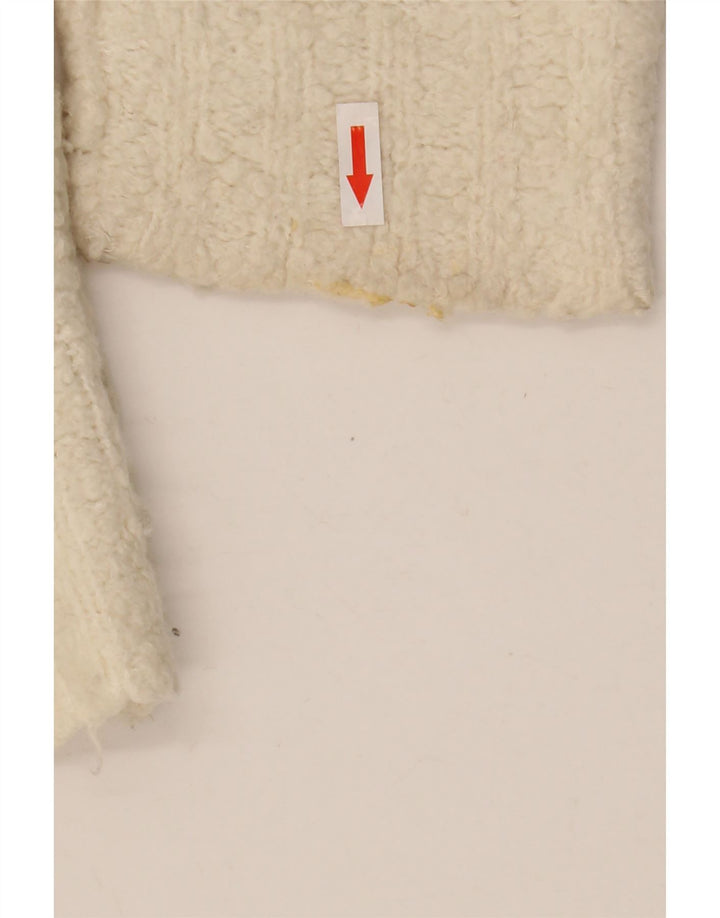 Vintage damski sweter oversize z dekoltem w łódkę UK 14 średni biały
