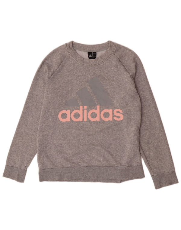 Damska bluza Adidas Graphic Jumper UK 16/18 Duża, szara bawełna