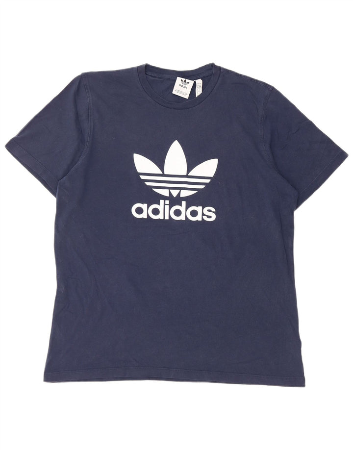 Męska koszulka z grafiką ADIDAS, duża, granatowa, bawełniana