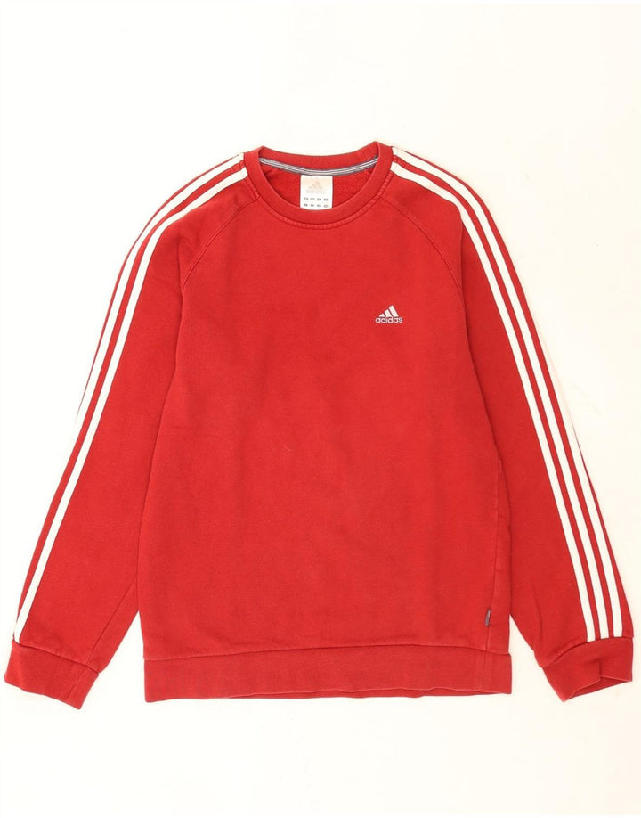 Adidas Męska bluza dresowa, mała, czerwona, bawełniana z blokami kolorów