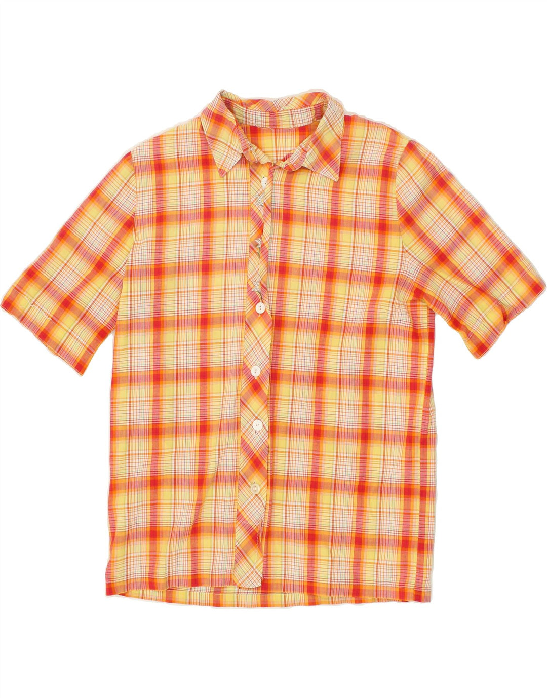 VINTAGE Womens Short Sleeve Shirt UK 14 Medium Red Check Vintage Vintage and Second-Hand Vintage from Messina Hembry 
