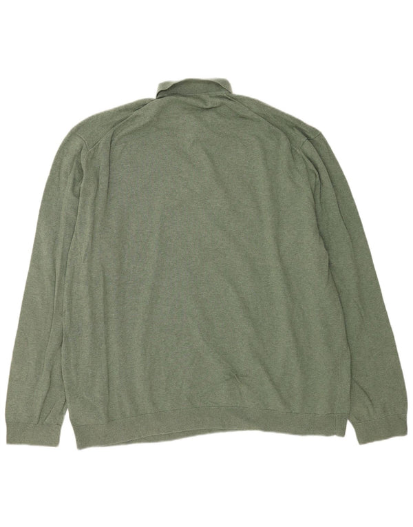 Marks & Spencer Męski sweter polo, 4XL, zielony, bawełniany