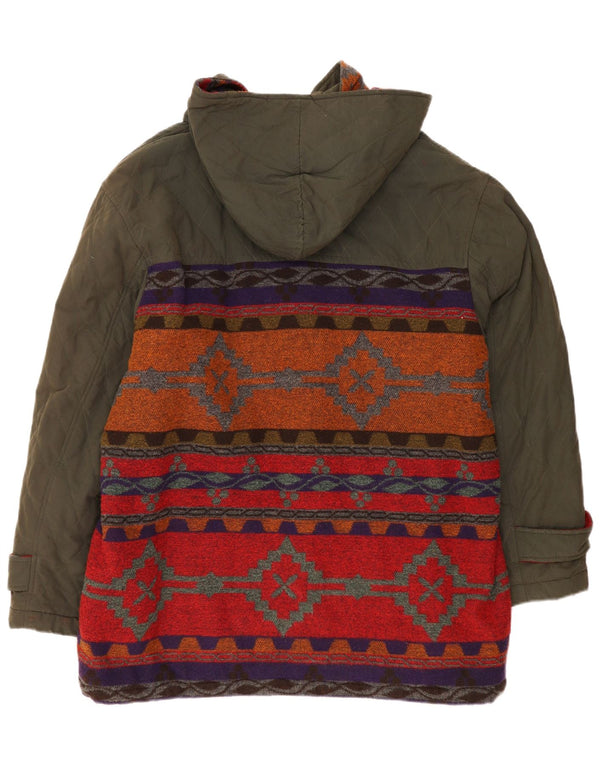 Vintage damski płaszcz z kapturem UK 20 2XL Khaki Fair Isle