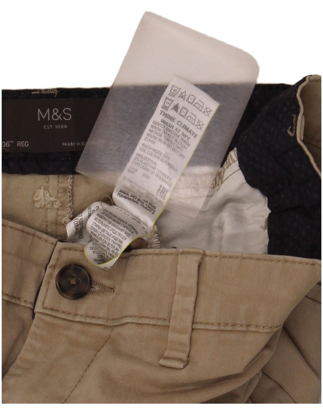 Męskie spodenki Chino Marks & Spencer W36, duże, beżowe, bawełniane