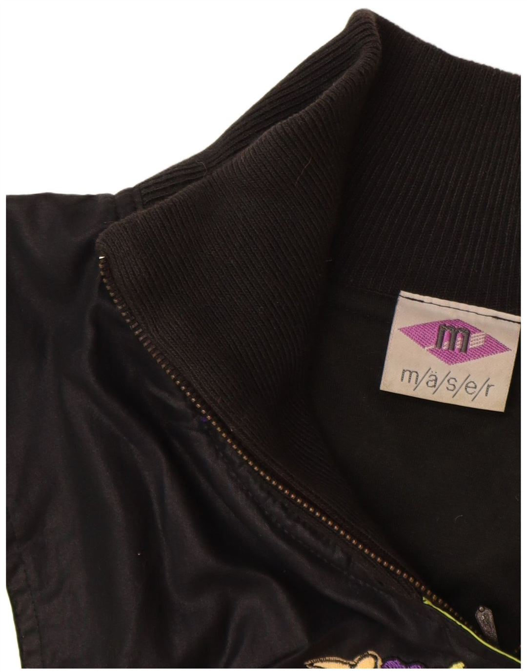 Damska kurtka wiatrówka Maser M Graphic UK 16, duża, czarna, z blokami kolorów