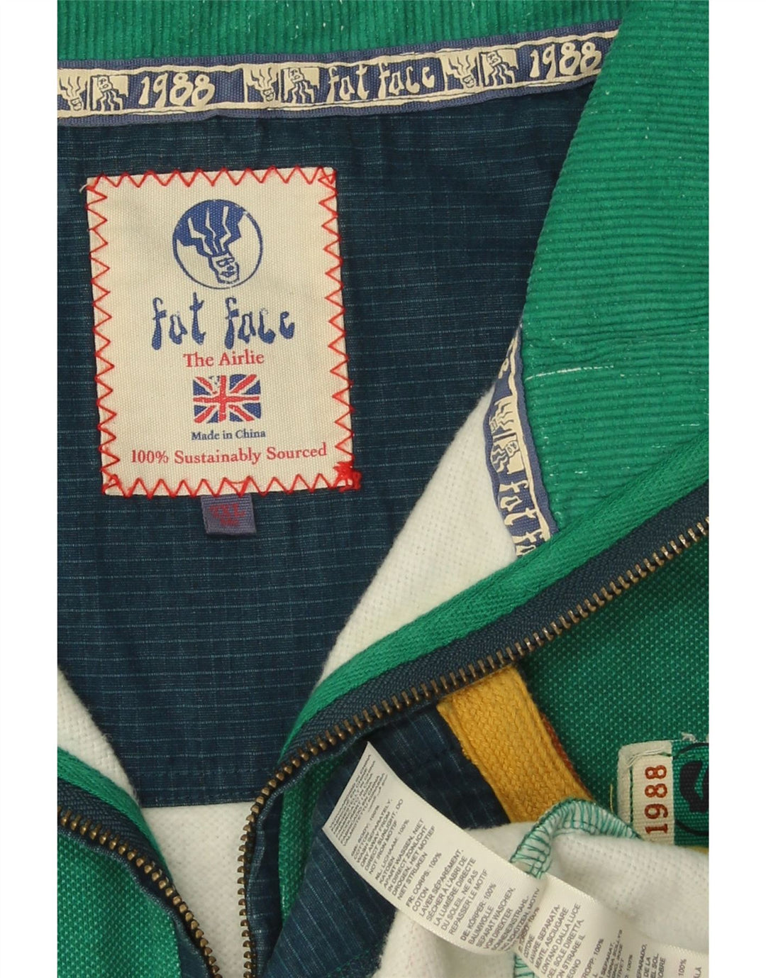 Męska bluza z grafiką Fat Face, Irlandia, 2XL, zielona bawełna