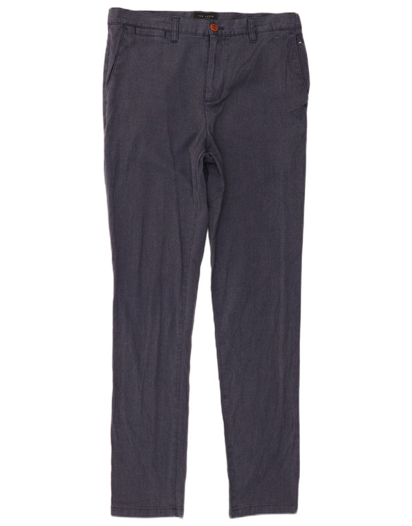 Męskie spodnie typu slim chino Ted Baker W30 L31 granatowy poliester