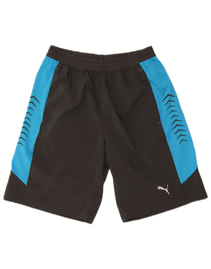 Męskie spodenki sportowe Puma z grafiką, małe, szare, z blokami kolorów