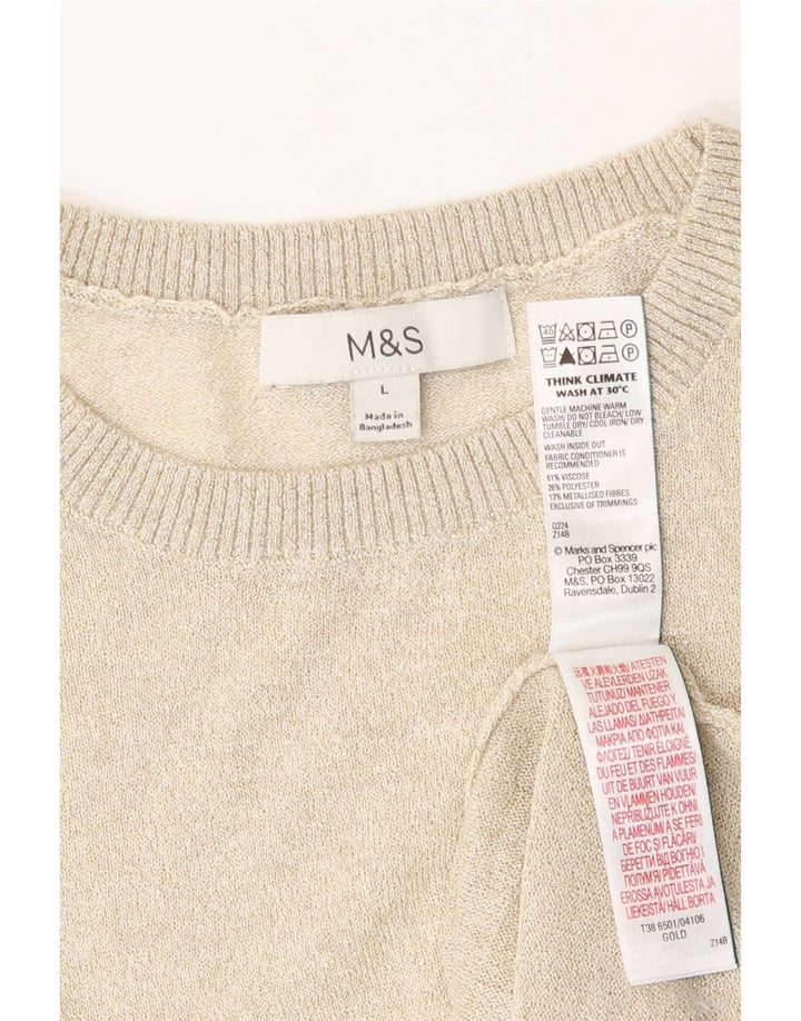 Marks & Spencer Damski podkoszulek z kamizelką UK 16, duży, złoty, wiskoza